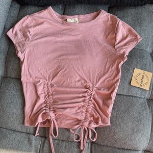 Purple Ruched Short Sleeve Tee